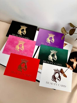 Набор 6 шт, разные цвета - подарочные сертификаты с 3D золотом "Beauty Card"