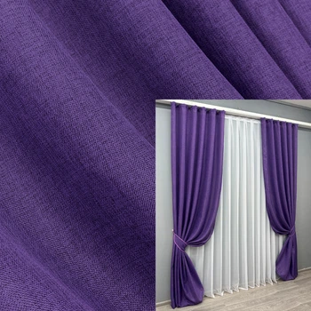 Комплект готовых штор VR-Textil Лен Мешковина №1066ш Фиолетовый 150х280 см 2 шт (30-877)