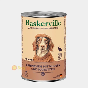 Консервований корм Baskerville для собак, кролик з локшиною та морквою, 400г