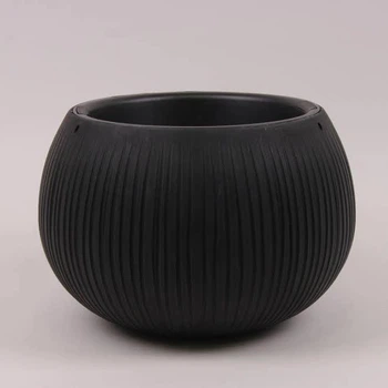 Горшок пластмассовый с вкладом Beton Bowl черный бетон 15 см. (91031)