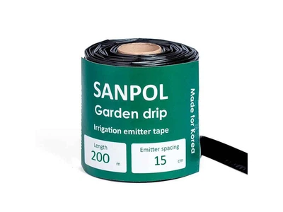 Крапельна стрічка SANPOL 200м 16мм 1,38л/г 8mil 15см GARDEN DRIP