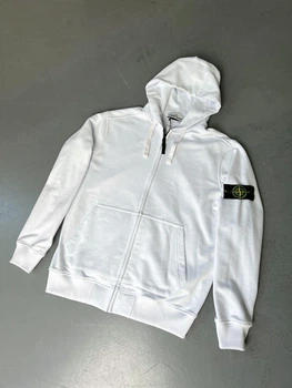 Чоловічий Зіп Худі білий Stone Island розмір L