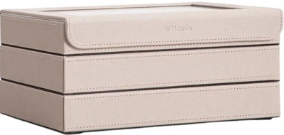 Szkatułka na biżuterię Homla Ammra trzypoziomowa beżowa 25,3x18,2x11,4 cm (5906496765704)