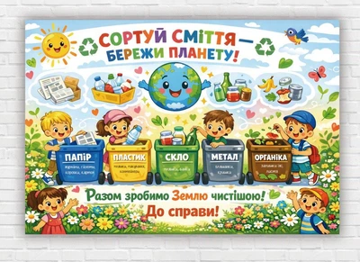 Бумажный плакат "Сохраним планету" 110х75 см