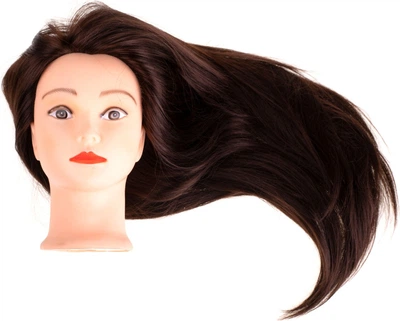 Перукарська голова KIK з натуральним волоссям для тренувань Коричнева KX6961 (5903039760752)