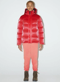 Пуховик зимовий Aritzia The Super Puff Mid S Червоний блискучий