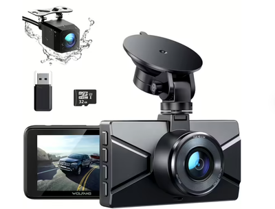 WOLFANG Dashcam 2.5K + 1080P Автомобильная камера, видеорегистратор с ночным видением, 170° угол обзора, WDR, парковочный режим