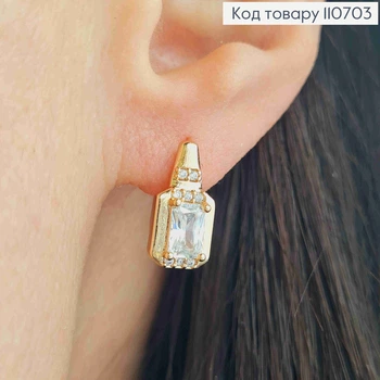 Серьги с Блестящим камнем, длина 1,4см, английская застежка, Xuping 18К