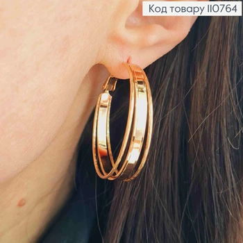 Серьги кольца портийные, Фактурные с тиснением, диаметр 3.5см, итальянская застежка, XUPING 18К