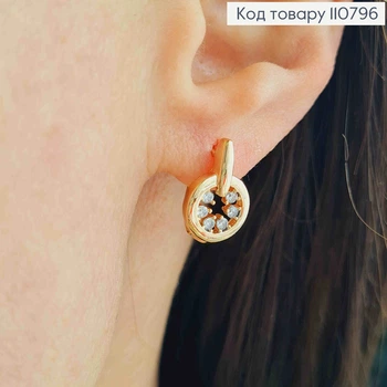 Серьги украшены Блестящими камушками, размер 1,5см, английская застежка, XUPING 18К