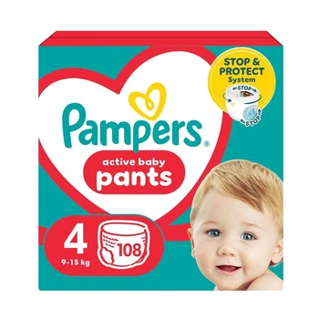 Детские подгузники-трусики Pampers Active Baby Pants размер 4 (9-15 кг), 108 шт Детские подгузники памперс пантс с эластичным поясом 360° Памперсы премиум трусиками для детей с защитой до 12 часов
