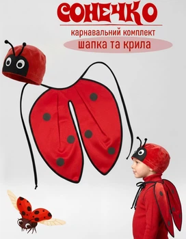 Карнавальный комплект Божья коровка, крылышки и шапочка
