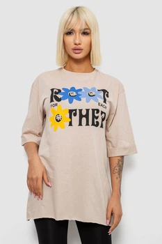 Футболка женская с принтом бежевый 244R2803 AGER L-XL