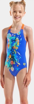 Купальник для дівчаток Arena PAINTING SWIMSUIT V BACK синій, помаранчевий 140 см (010744-830)