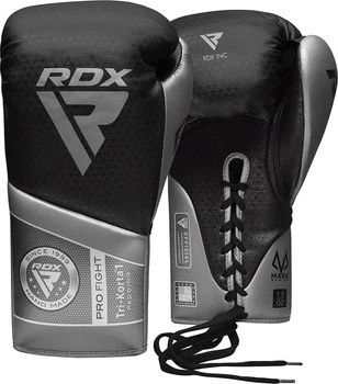 Боксерские перчатки RDX BOXING GLOVES MARK PRO FIGHT TRI KORTA 1 черный, серебристый 8 унций (BGM-PFTK1S)