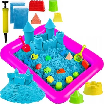Большой набор кинетического песка Kinetic Sand 2 кг с надувной песочницей и формочками