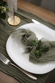 Салфетка с плотной марли для декора стола VTILENE, Dark sage green, 35х35 см