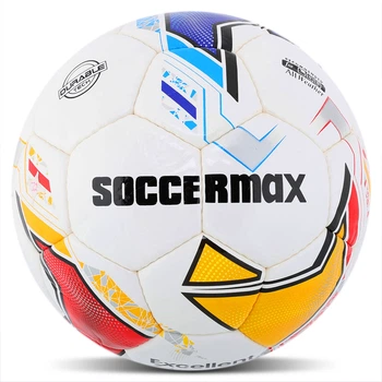 Мяч футбольный №5 32 панели ручной шов полиуретан SOCCERMAX белый-желтый-синий FB-9495