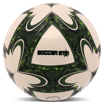 Мяч футбольный №5 20 панелей машинная сшивка термосклеивание полиуретан HYBRID SOCCER STAR TO-TOWN белый-зеленый FB-4491