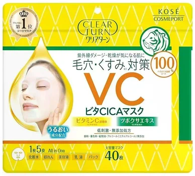 Увлажняющая маска с центеллой KOSE Clear Turn Vita CICA Mask, 40 шт