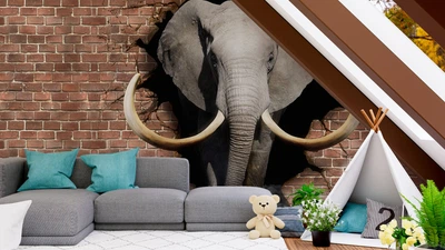 Фотообои флизелиновые Print-walls 3D слон 077 300×200 см (Ш×В)