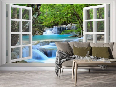 Фотообои флизелиновые Print-walls Окно на водопад 0645 100×100 см (Ш×В)