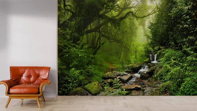 Фотообои флизелиновые Print-walls Водопад спокойствия 0473 100×100 см (Ш×В)