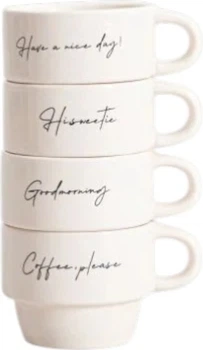 Zestaw kubków Homla Viti z napisami 85 ml 4 szt (5906496772344)