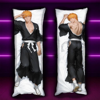 Подушка Дакимакура 150х50 см Ичиго Куросаки Блич Ichigo Kurosaki bleach Подушка с наволочкой двусторонняя (0166605)
