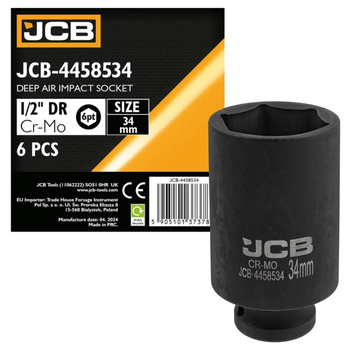 Головка ударна глибока 1/2" 34 мм (6-гр.) | 59493 | JCB