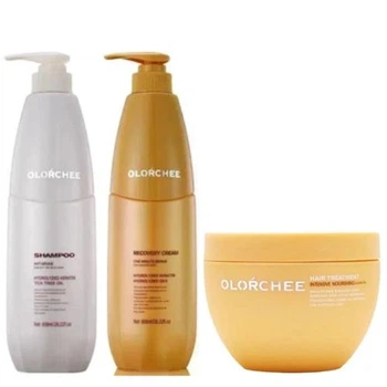 Набор для жирной кожи головы и поврежденных волос Olorchee: Шампунь Olorchee Anti Grease Shampoo 800 мл + Экспресс-уход Olorchee Recovery Cream One Minute Repair 800 мл + Несмываемая маска Olorchee Intensive Nourishing Leave In Mask 250 мл