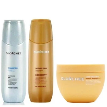 Набор для глубокого очищения и восстановления волос Olorchee: Шампунь Olorchee Ice Cool Shampoo 300 мл + Экспресс-уход Olorchee Recovery Cream One Minute Repair 300 мл + Несмываемая маска Olorchee Intensive Nourishing Leave In Mask 250 мл