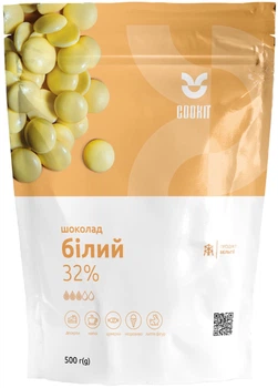 Шоколад білий COOKIT 32% у дропсах 500 г (4820251840837)