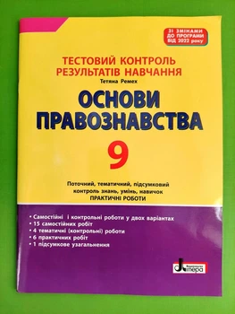 Основи правознавства 9 клас Тестовий контроль результатів навчання Ремех Літера ЛТД