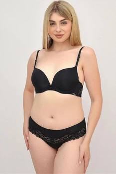 Комплект белья бюстгальтер push-up и бразилианы 9398 Balaloum черный 75C/M