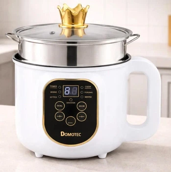 Електрична каструля пароварка з пароваркою Domotec 1.8 л, 2000 Вт (MS-7729) Біла з чорним