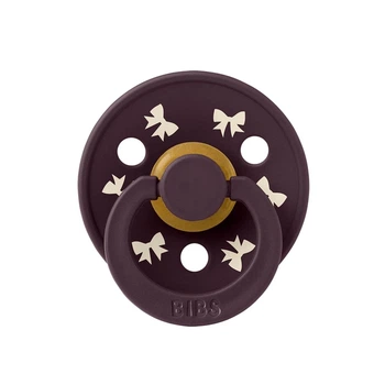 Пустышка BIBS 0-6 m Pacifier Colour Holiday Bow Latex Round (круглая) – Plum Ivory