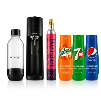 Набор Сифон Sodastream Terra Черный + Баллон Berger Quick Connect CO2 + Бутылка Berger 1L +Три Хитовые Сиропы
