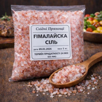 Гімалайська рожева сіль 1 кг — натуральна кам’яна сіль для приготування страв