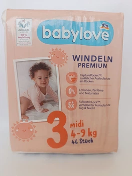 Підгузники Babylove, 3 Premium Mini, 4-9кг, 46шт в пачці