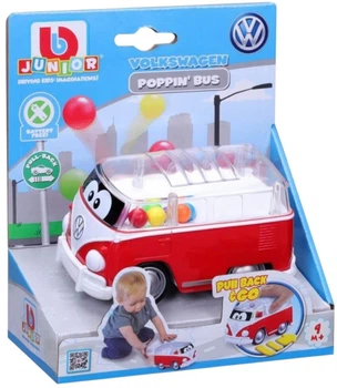 Autobus zabawkowy BB Junior Volkswagen Samba Poppin z piłeczkami oraz napędem inercyjnym Czerwony BBJ85109 (4893998851091)