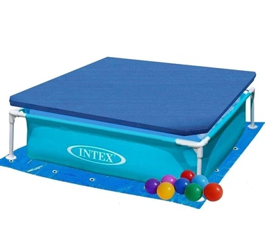 Дитячий каркасний басейн Intex 57173-2 Mini Frame блакитний 122х122х30 см з тентом підстилкою та кульками 10 шт (21-9-57173.2)