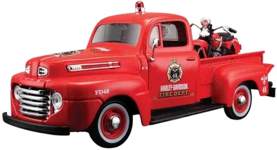 Zestaw modeli Maisto Ford F-1 Pickup 1948 i motocykl Harley-Davidson EL Knucklehead 1936 1:24 Czerwony MST32191 (090159321910)