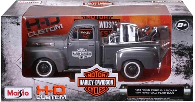 Zestaw modeli Maisto Ford F-1 1948 i Harley-Davidson WLA Flathead 1942 1:24 Szary MST32185 (090159321859)