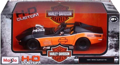 Metalowy model samochodu Maisto Harley-Davidson Edition Chevrolet Corvette 1970 1:24 Czarno-pomarańczowy MST32193 (090159321934)