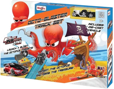 Tor samochodowy Maisto z pętlą i wyrzutnią ośmiornicą ze skarbem + auto 1:64 MST12553 (090159125532)