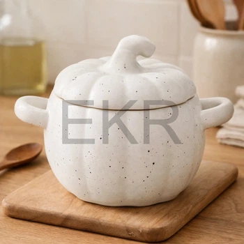 Керамічна банка Гарбуз граніт 600 мл з ручками 17.3×13×12 см (304-080)