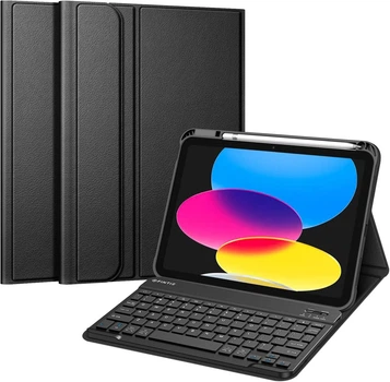 Чохол-клавіатура, FINTIE, CPAS004, Чорний, для iPad 10.9 (2022) A2757/A2777, Bluetooth, знімна клавіатура, тримач Pencil, TPU