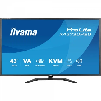 IIYAMA 42.5" 16:9 ips рк монітор, 3840х2160, 3 мс (gtg), 60 Гц, 450 кд/м2, kvm, hdr10, PiP/PbP, 2xHDMI 2.0/ x4373uhsu-b2