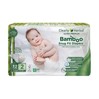 Дитячі підгузки Clearly Herbal Bamboo розмір 2 (3-6 кг) 32 шт